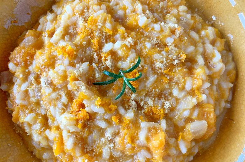 Risotto vegà de carbassa i taronja